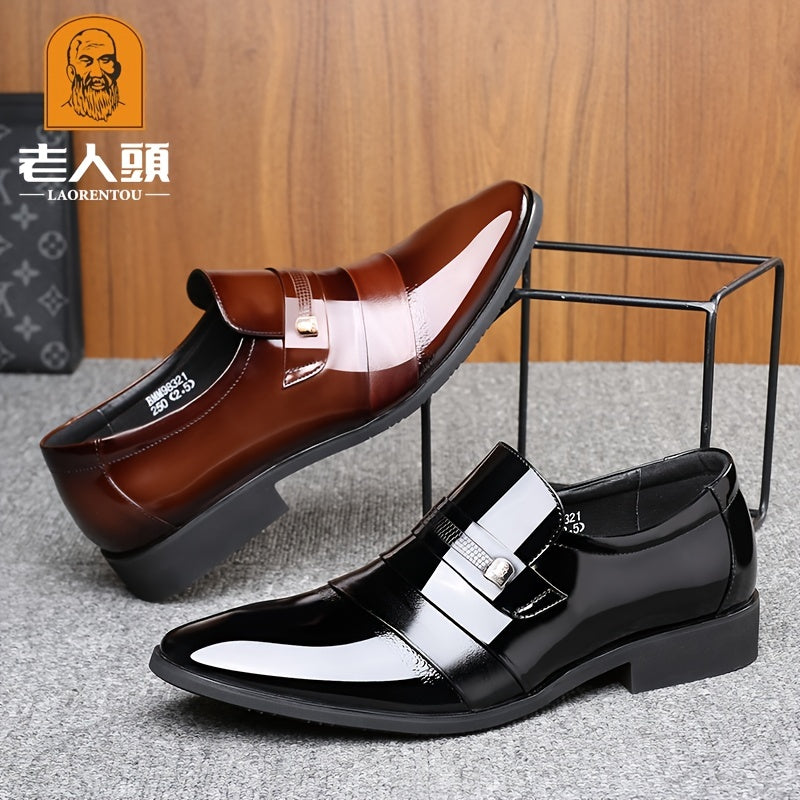 LAORENTOU Men's Pointed Toe Oxford Shoes Leather Dress Shoes