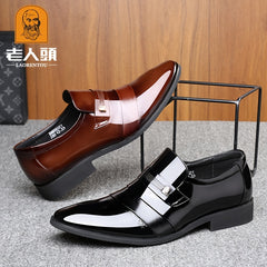 LAORENTOU Men's Pointed Toe Oxford Shoes Leather Dress Shoes