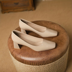Women's Chunky Heels Square Toe Pumps
