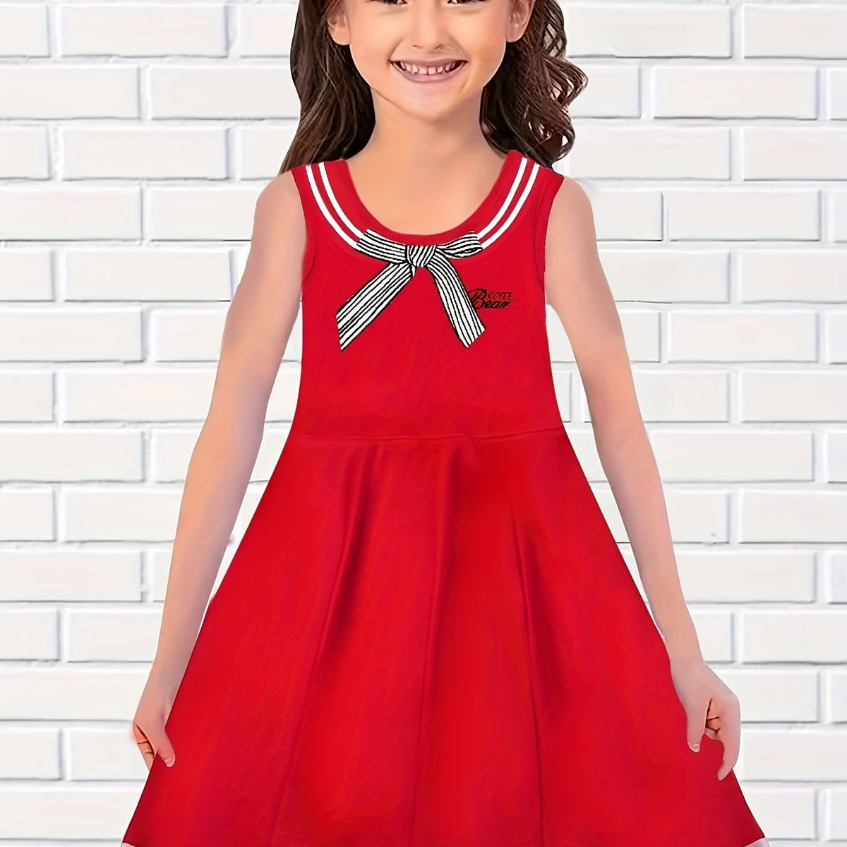 Girls Bow Sleeveless Dress Summer Gift