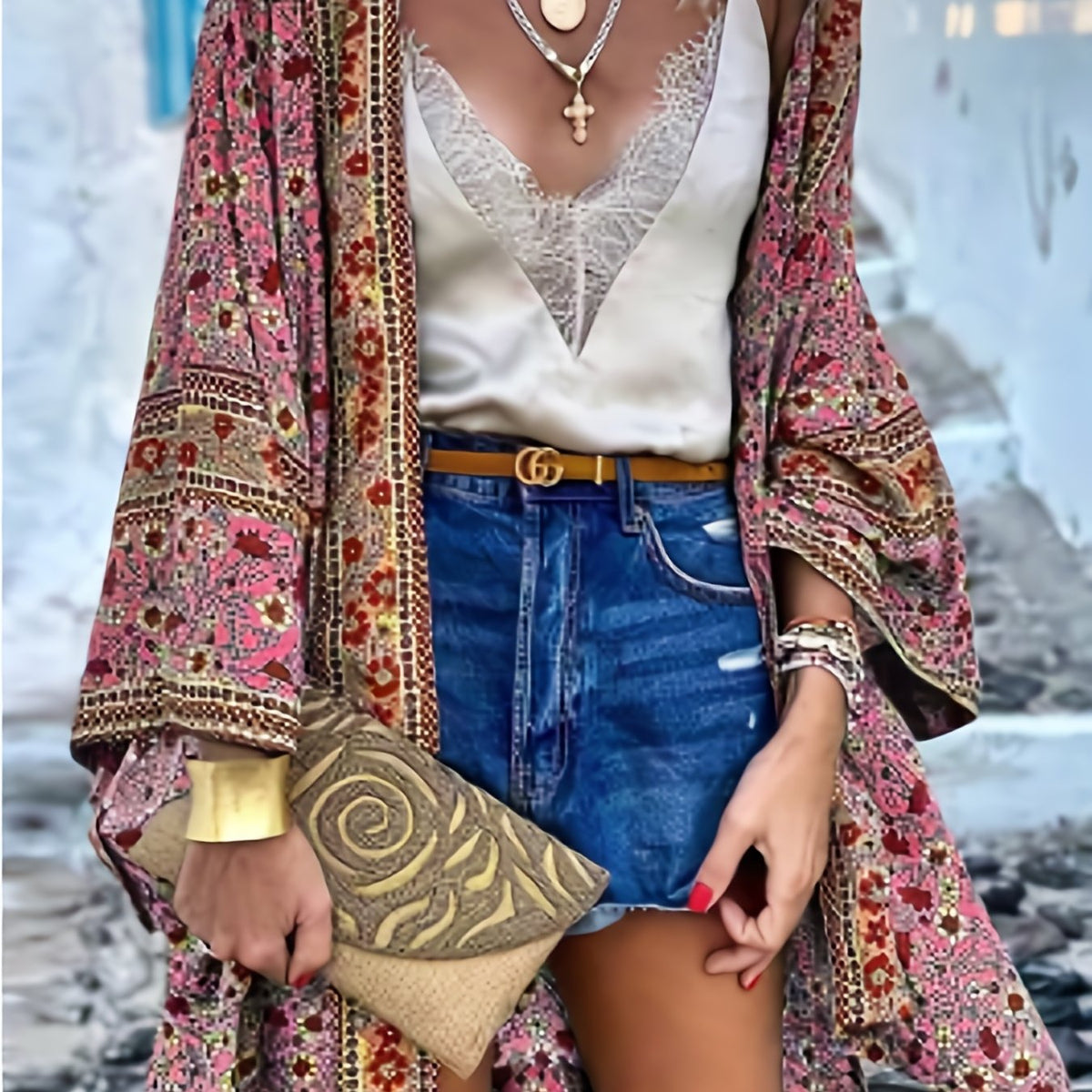  Floral Print Open Front Cardigan