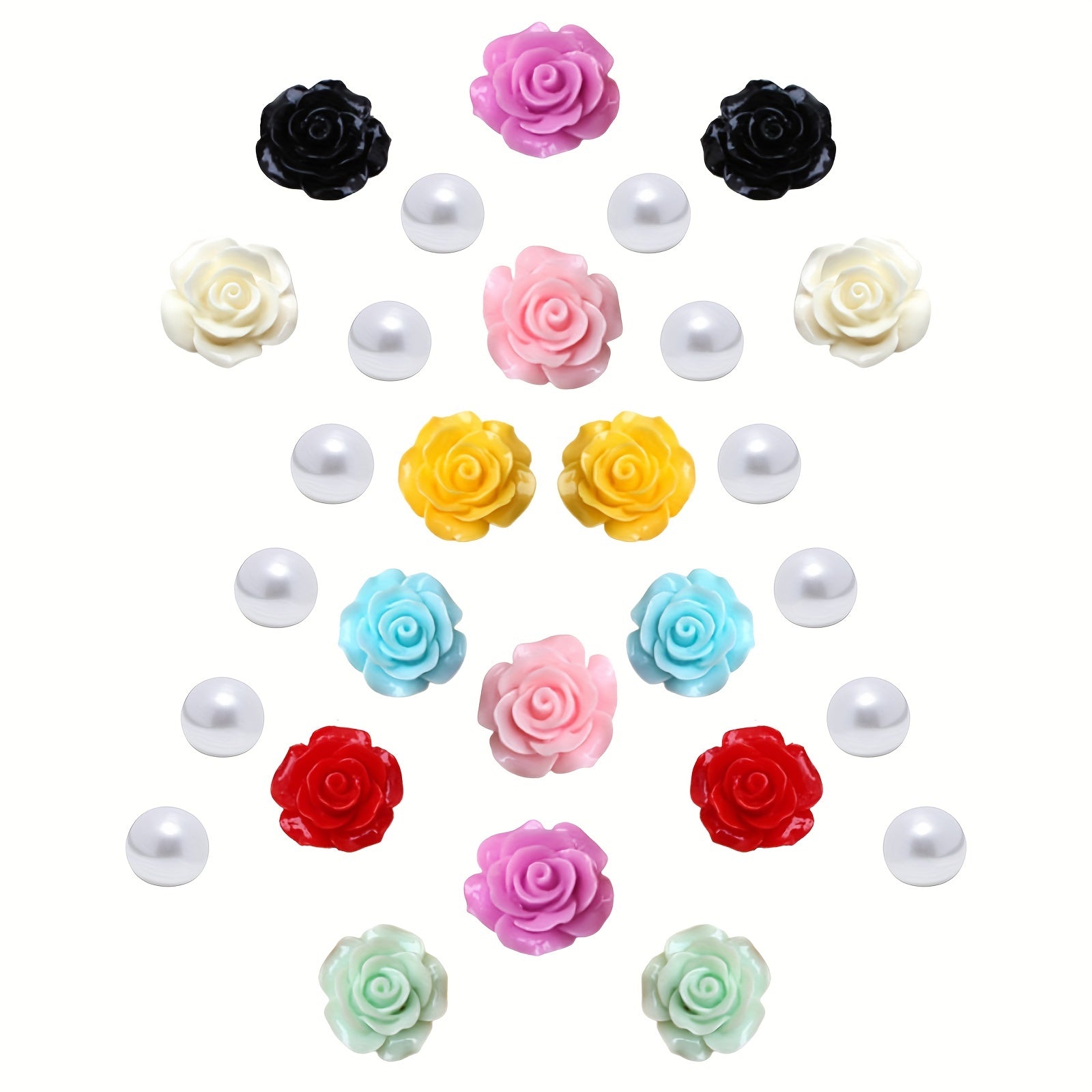 28pcs Colorful Pearl & Flower Shoe Charms for Clogs DIY Accessory