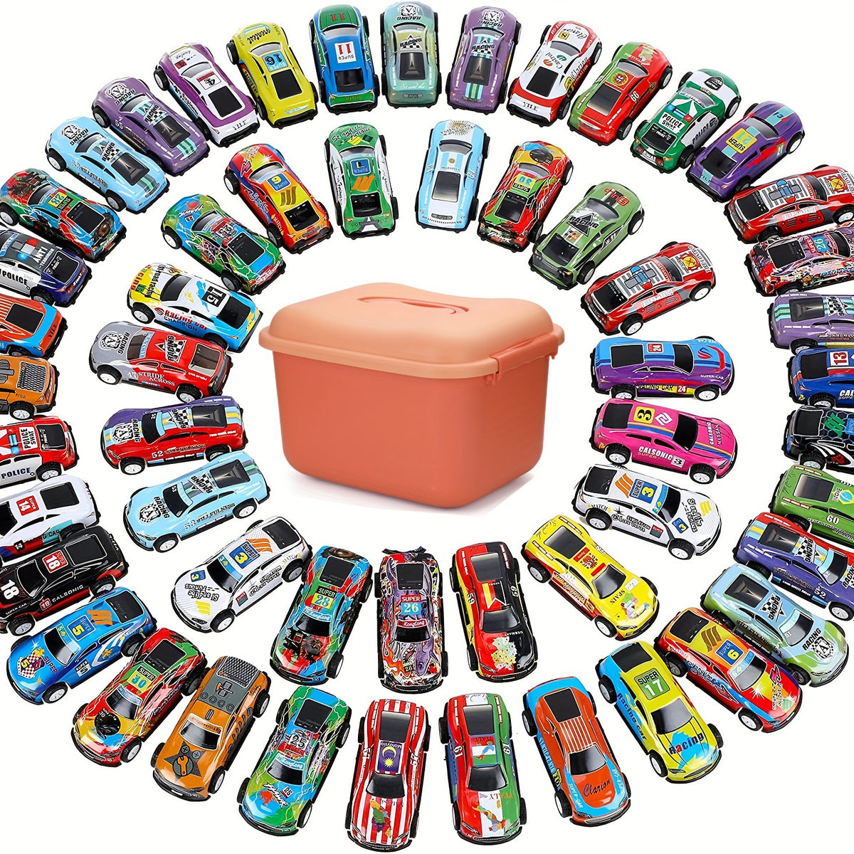 50 Pcs Pull Back Toy Cars Mini Die Cast Race Cars Vehicles Bulk
