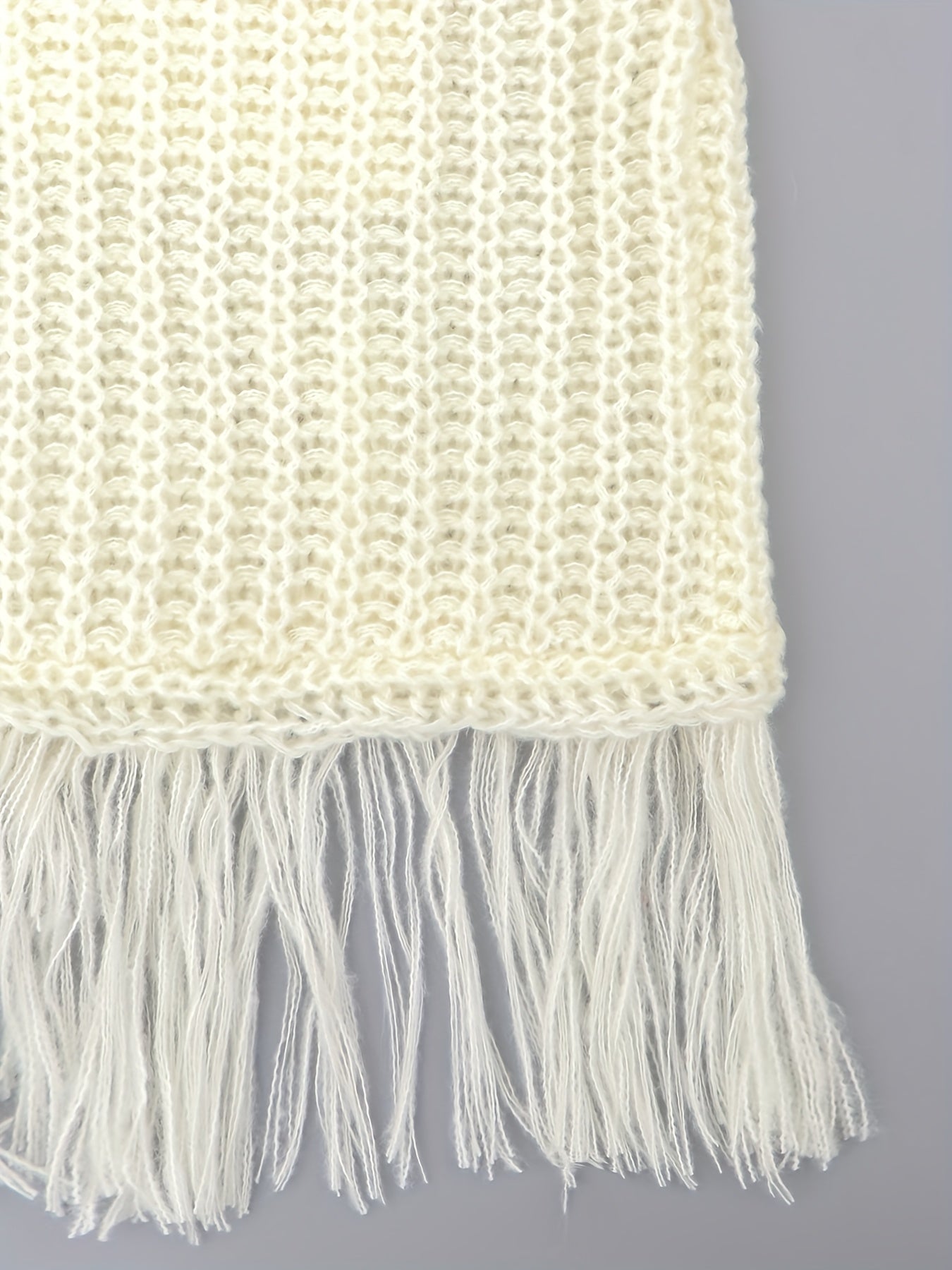  Solid Fringe Trim Cardigan Long Sleeve Open Front