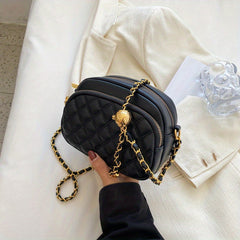 Argyle Quilted Zipper Crossbody Purse 7x5x3 Inch