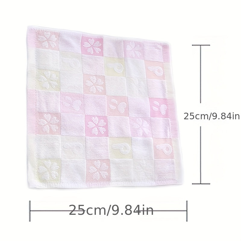 Plaid Washcloth Cotton Handkerchief Soft Towel for Home Bathroom