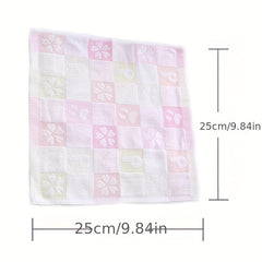 Plaid Washcloth Cotton Handkerchief Soft Towel for Home Bathroom