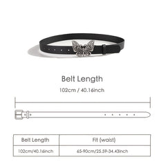 Vintage Butterfly Rhinestone Buckle PU Women's Belt
