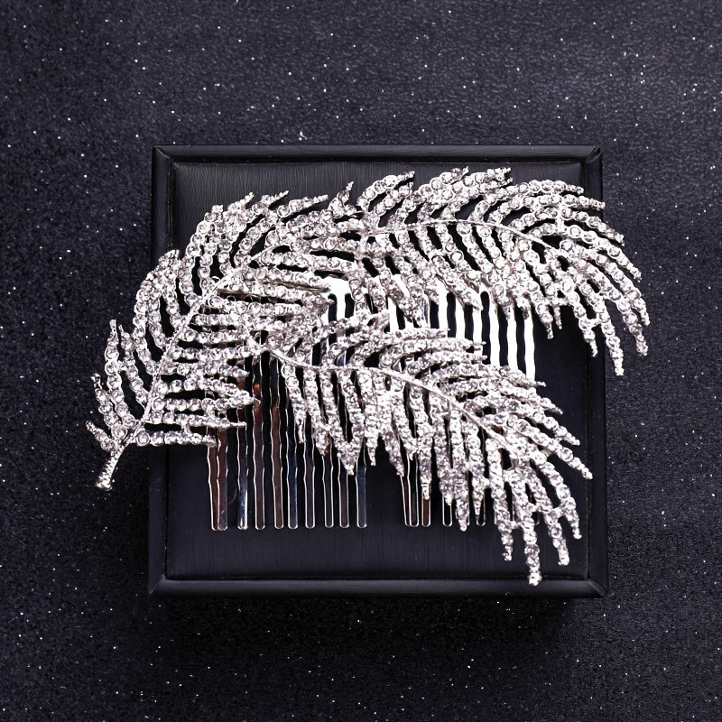 Silvery Faux Pearl Crystal Hair Comb Wedding Hair Accessories For Bride Women