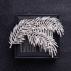Silvery Faux Pearl Crystal Hair Comb Wedding Hair Accessories For Bride Women