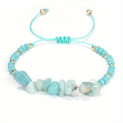 Colorful Crushed Stone Beads Braided Yoga Bracelet