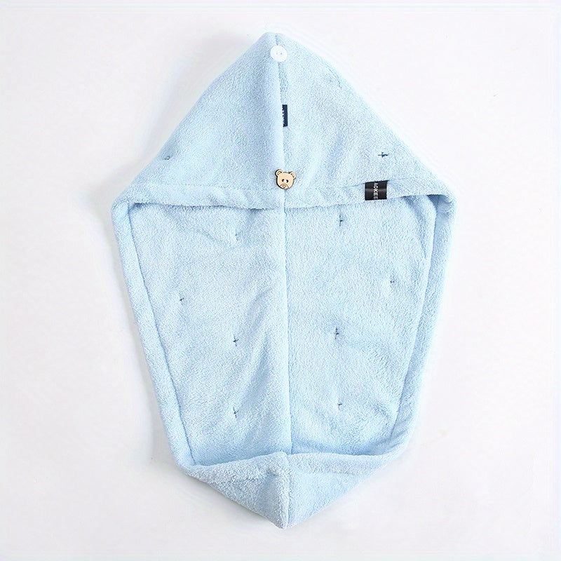 Double Layer Hair Drying Cap Coral Fleece Towel Quick Dry for Long Hair