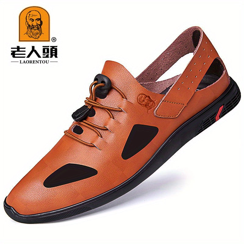 Men's Breathable Leather Sandals Slip On Outdoor Beach Spring Summer