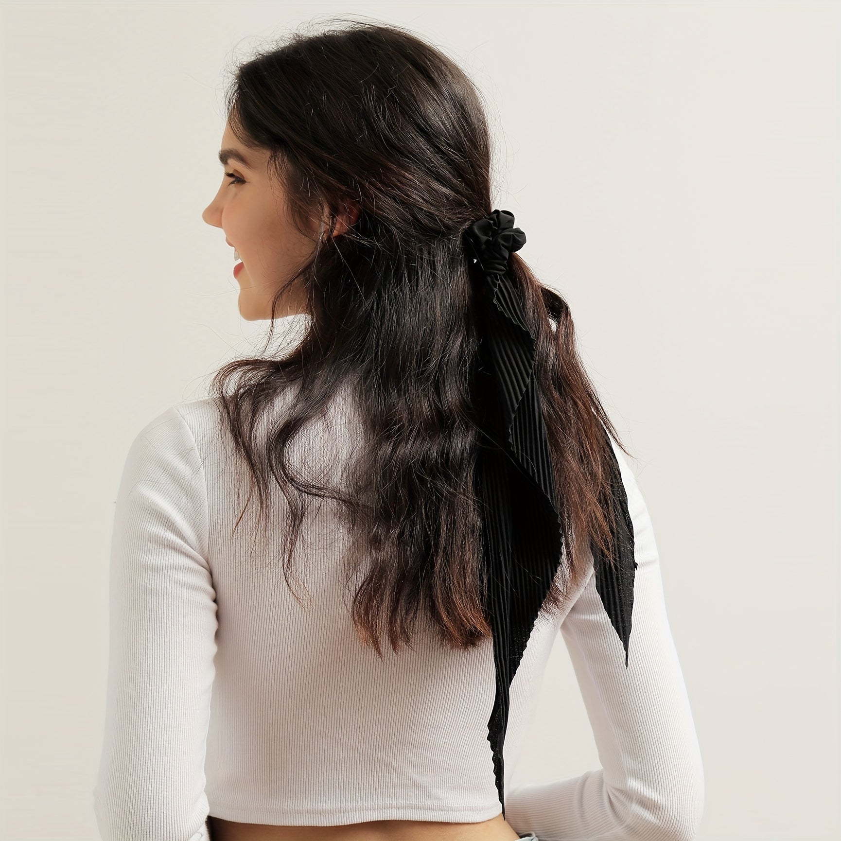 Leopard Pattern Pleated Scarf Scrunchies Hair Accessories For Women