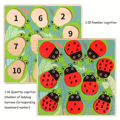 Wooden Pillar Counting & Matching Game for Hand Eye Coordination