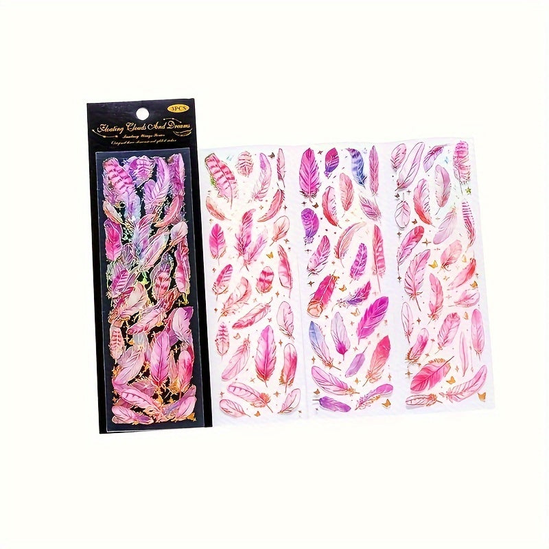 3pcs Dream Feather Sticker Pack Vintage Scrapbooking Label Diy Journal