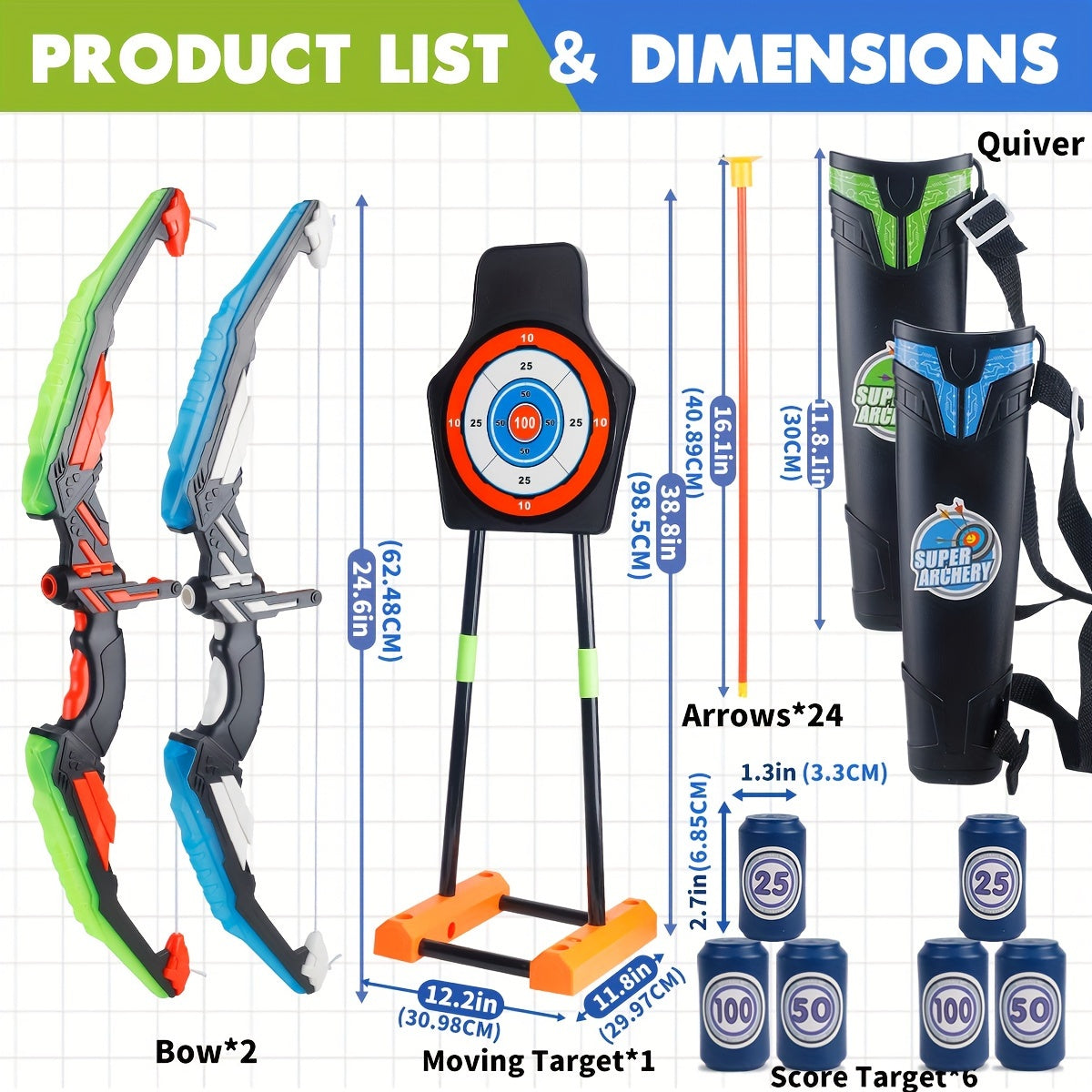 Kids Bow And Arrow LED Luminous Archery Set Indoor Outdoor Sports Gift