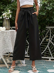 Boho Smocked Wide Leg Pants High Waist Solid Palazzo