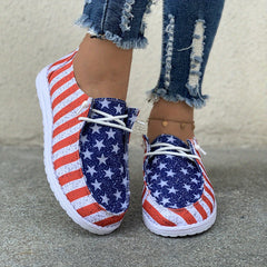 4th of July Women's Flag Pattern Canvas Slip On Loafers