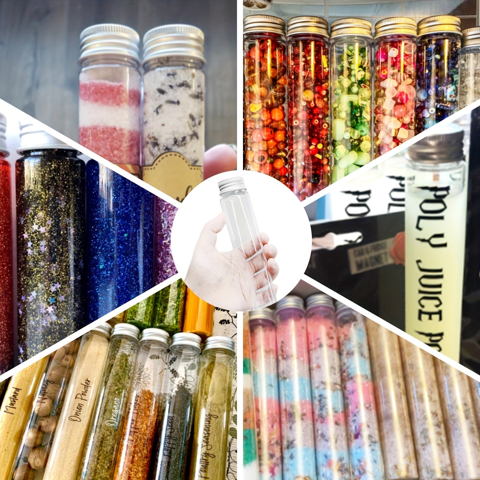 10pcs 115ml Clear Plastic Test Tubes With Caps
