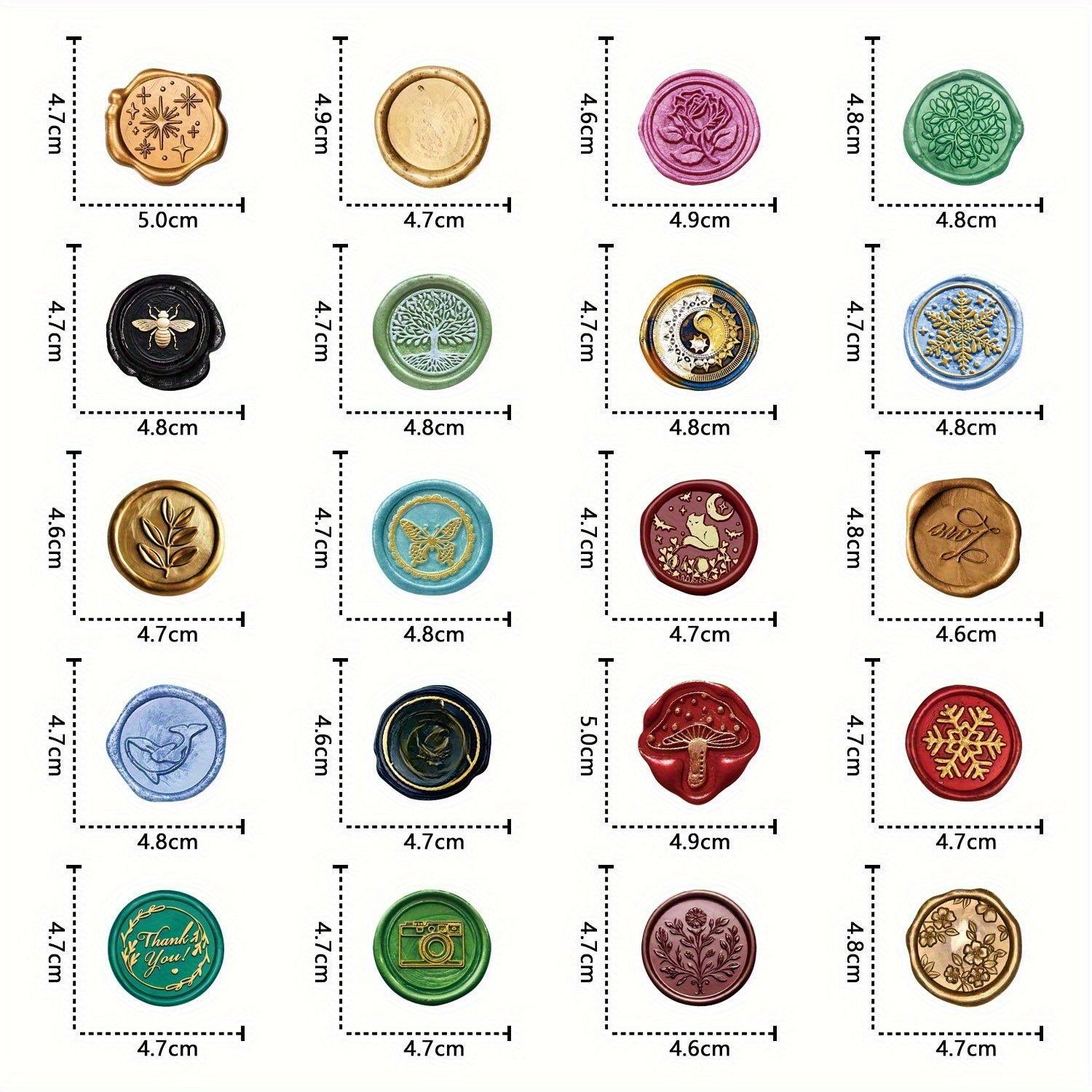 60pcs Wax Seal Stickers Envelope Seals Waterproof Vinyl Sticker