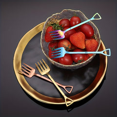 4pcs Stainless Steel Fruit Cake Dessert Forks Creative Shape Tableware