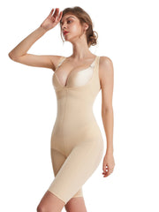 Mesh Stitching Body Shaper Open Bust Slimming Tank Bodysuit