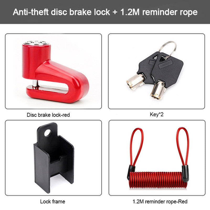 Heavy Duty Motorcycle Disc Brake Lock with Reminder Cable