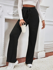  Ribbed High Rise Wide Leg Trousers