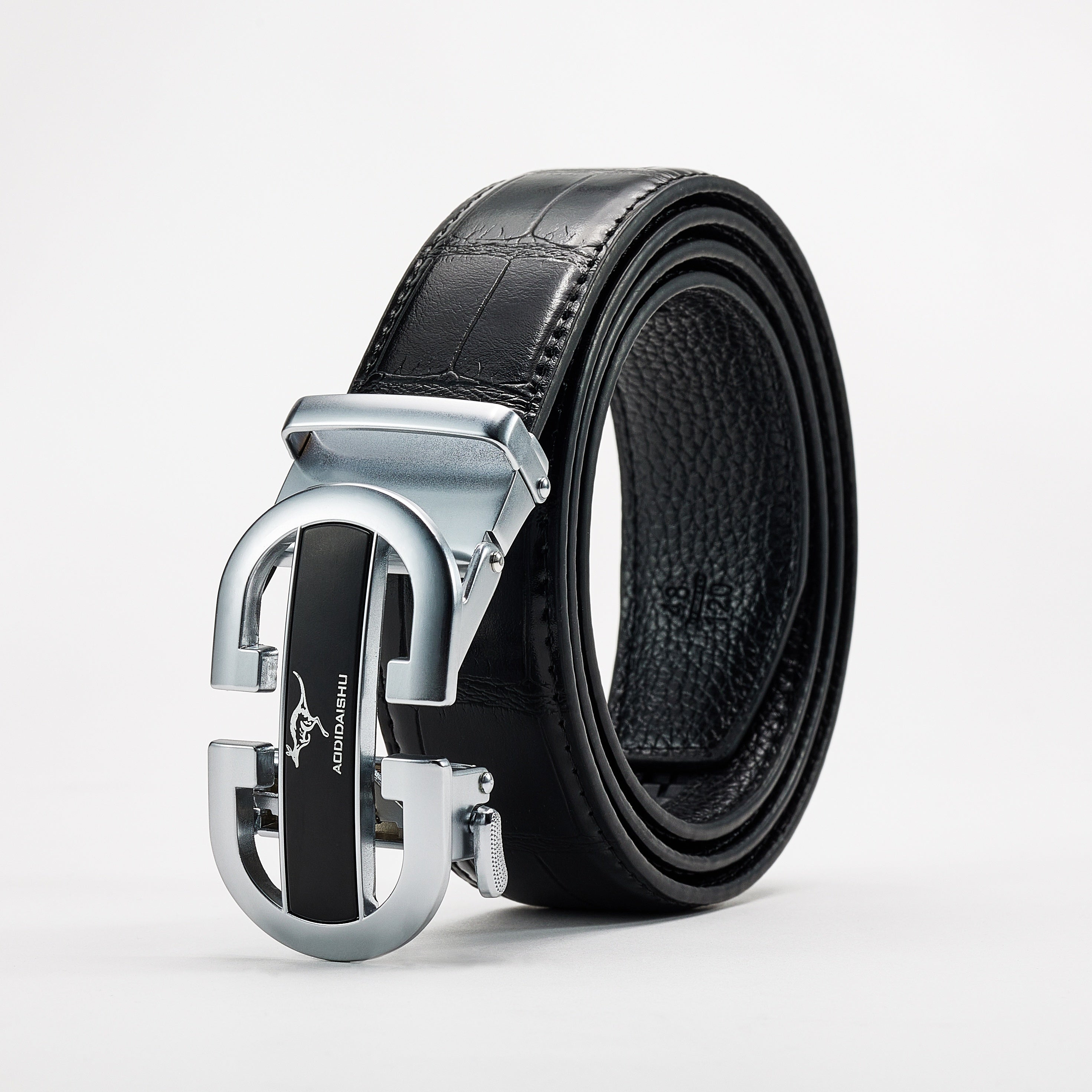 AODIDAISHU Men's Crocodile Pattern PU Leather Belt