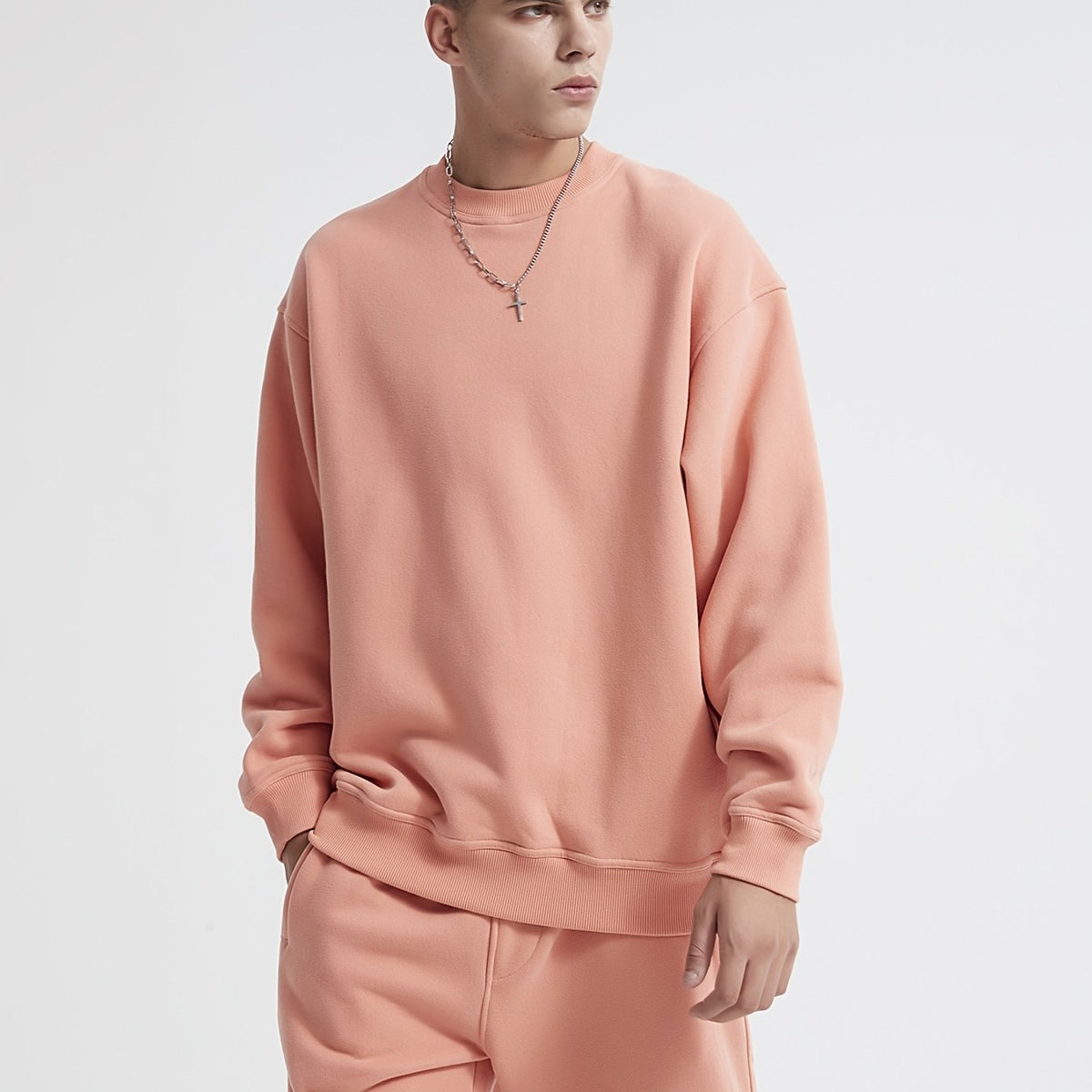 Men's Crew Neck Pullover Sweatshirt Casual Cotton Top Plus Size