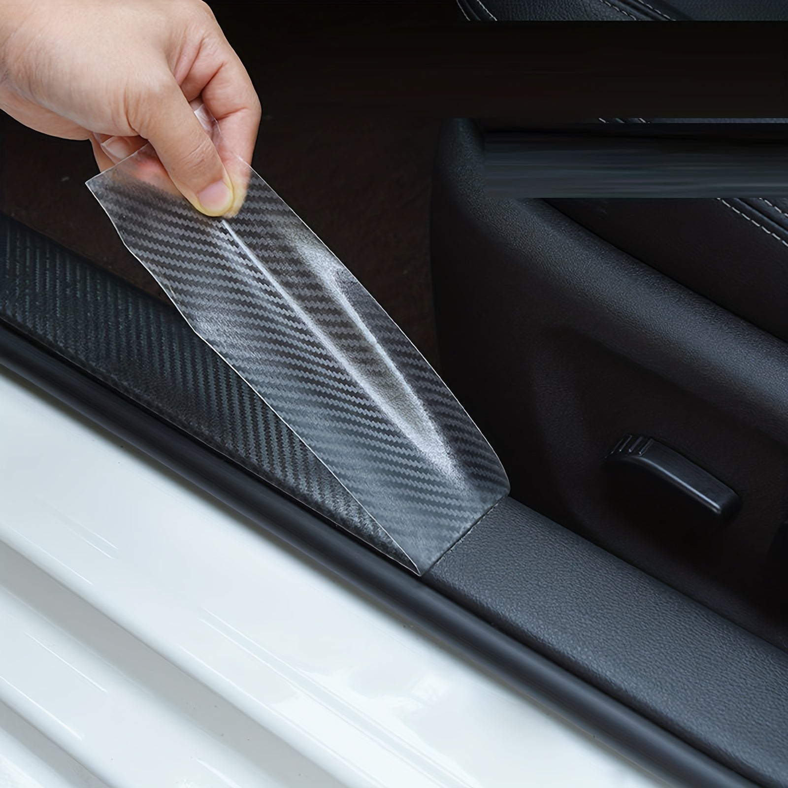 Carbon Fiber Anti Scratch Door Sill Strips - Car Protection Upgrade