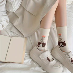 5 Pairs Floral Cartoon Print Socks Women's Stockings