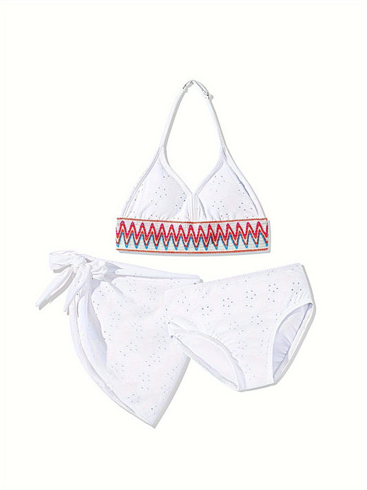 Boho 3pcs Swimsuit Set Girls Bathing Suit Beach Vacation Gift