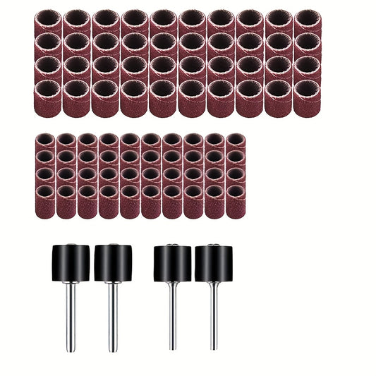 50pcs 80 Mesh Sand Ring & 1Pc 12.7 Sand Drum Combo Set for Rotary Tools