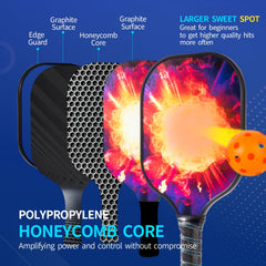 Carbon Fiber Pickleball Set 2 Paddles 4 Balls Bag Beginner Pickleball Paddle