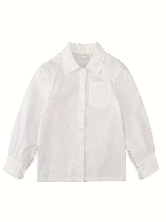 Girls Collared Button Down Varsity Shirt Kids Teens School Uniform Cotton