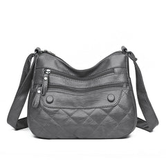 Vintage Quilted Crossbody Bag Retro Layer Shoulder Bag Women's Casual Handbag