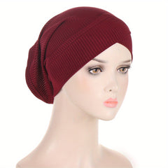 Striped Turban Cap Inner Hijab Hat Elastic Underscarf Beanie Head Wraps