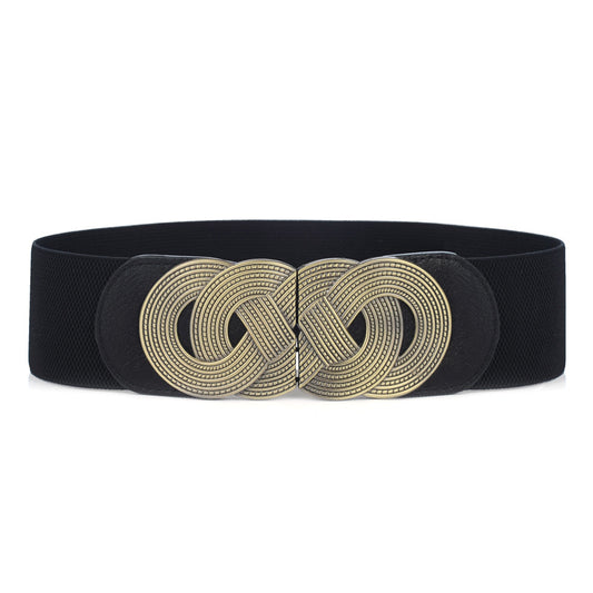Vintage Elastic Wide Belt Women's Waist Cover for Down Jacket