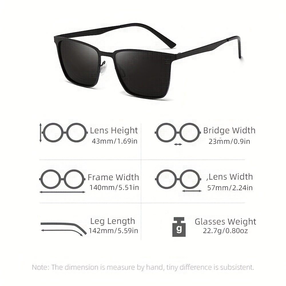 Men's Polarized Square Frame Sunglasses UV400 with Case