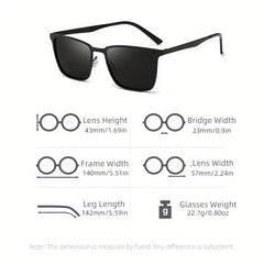 Men's Polarized Square Frame Sunglasses UV400 with Case