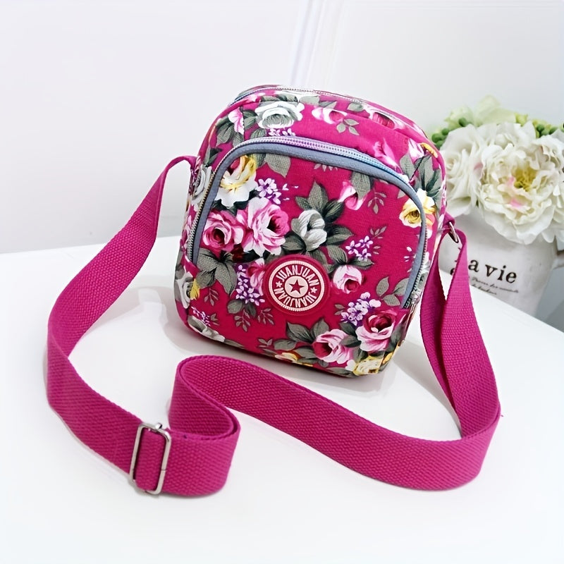 Floral Print Crossbody Phone Bag Lightweight Shoulder Bag