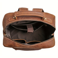 Vintage Leather Backpack Crazy Horse Leather Large Capacity Travel Bag Schoolbag