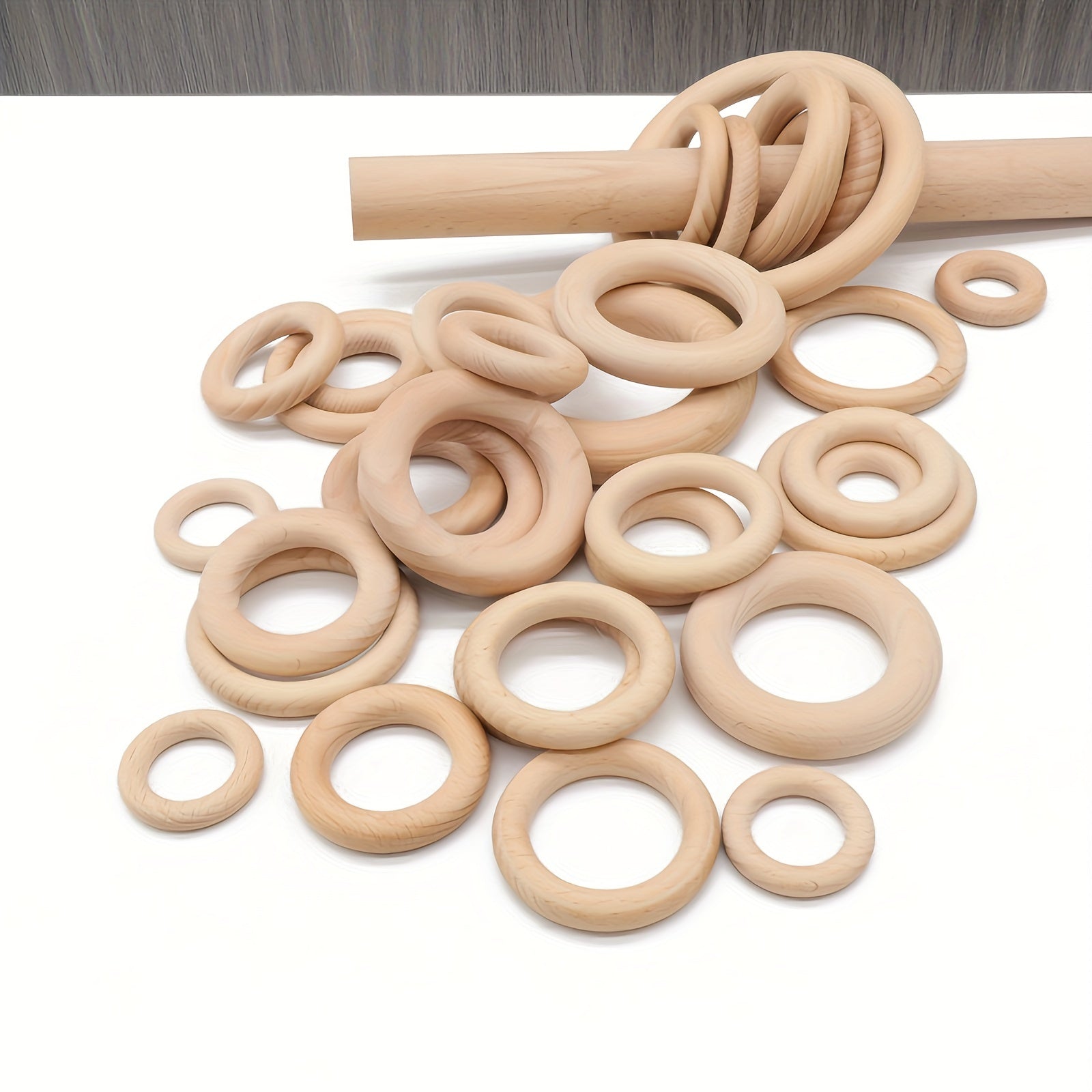 10pcs DIY Unfinished Wooden Rings for Crafts