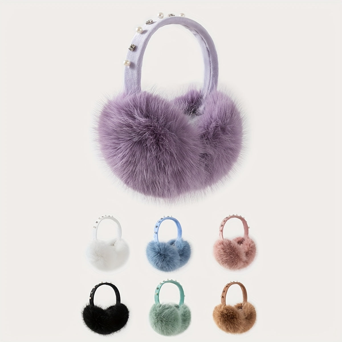 Women's Rhinestone Foldable Fox Fur Ear Muffs