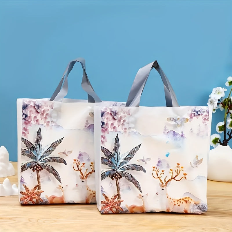 5pcs Coconut Pattern Plastic Tote Bag Shopping Bags