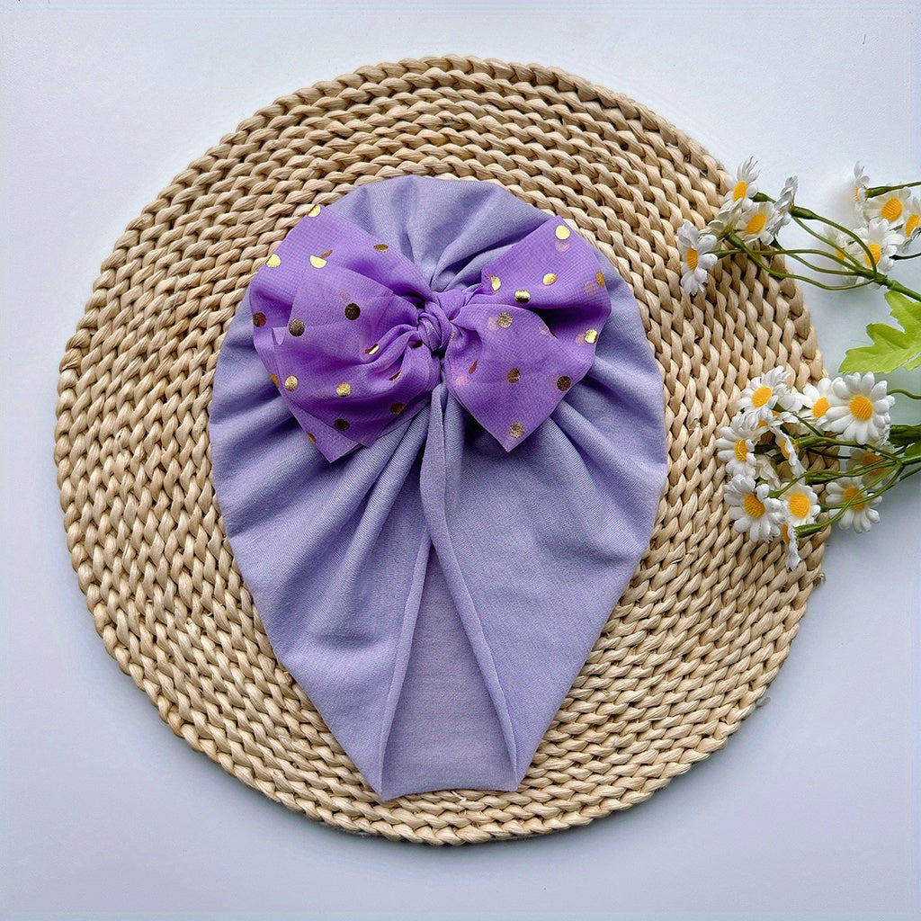 Baby Girls Polka Dots Bow Cap Soft Head Wrap