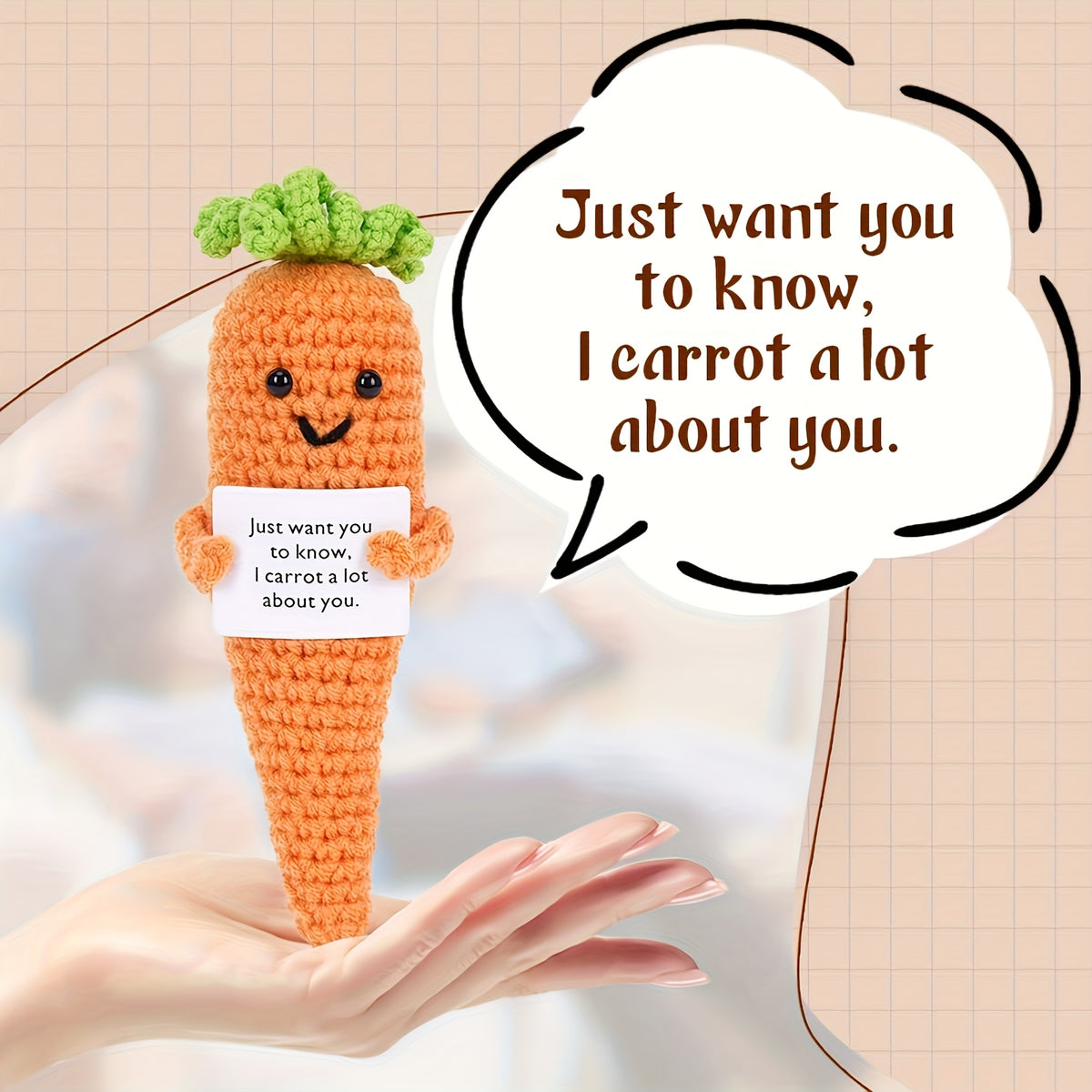 Crochet Carrot Plush Toy Orange Fabric Emotional Support Doll Positive Life Quot