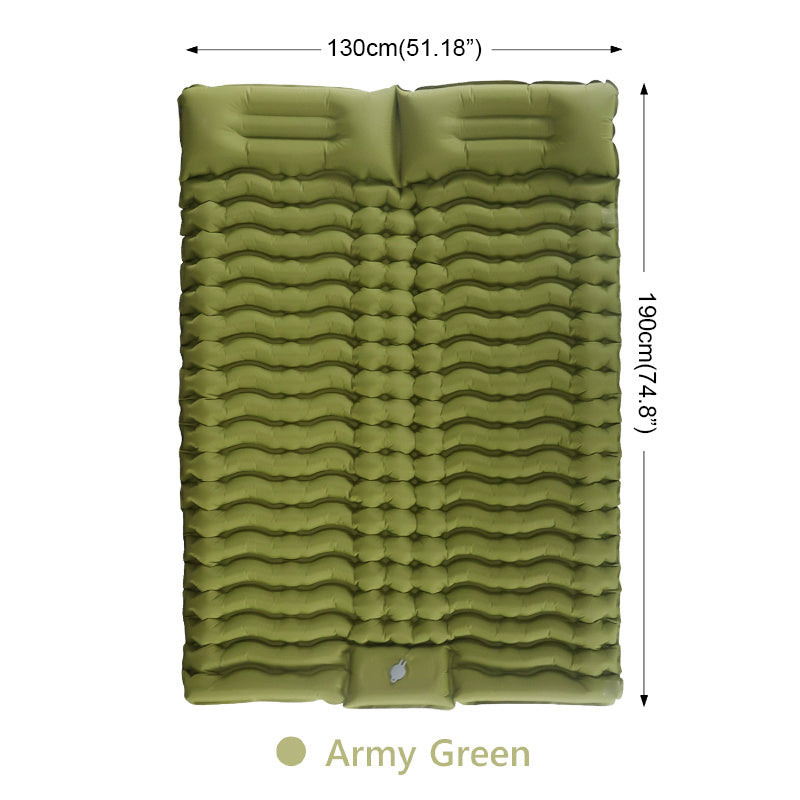 Double Sleeping Pad for Camping Inflating Mat with Pillow